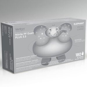 Ventyv Plus 3.5 Elephant Nitrile Exam Gloves, X-Large, Non-Sterile, Textured Fingertips, Violet - Part Number 10337101