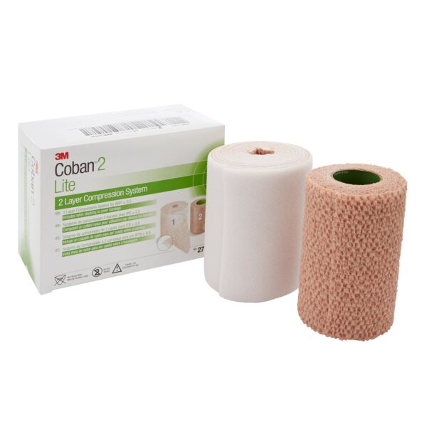 3M Coban 2 Lite Two-Layer Compression Bandage System, 4 Inch x 3 Yards & 4 Inch x 5 Yards, Tan & White, Non-Sterile