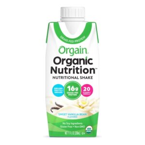 Oral Supplement Orgain Organic Nutritional Shake Sweet Vanilla Bean Flavor 11 oz. Carton - Non-GMO, Gluten-Free, Kosher Dairy