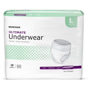 McKesson Unisex Adult Absorbent Underwear, Large, Heavy Absorbency - Tear-Away Sides for Easy Removal