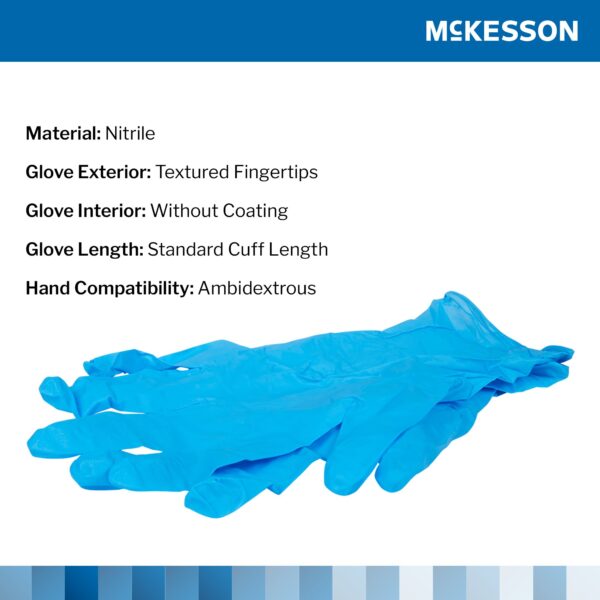 McKesson Confiderm 14-688 Large NonSterile Nitrile Exam Gloves with Textured Fingertips and Beaded Cuffs - Image 3