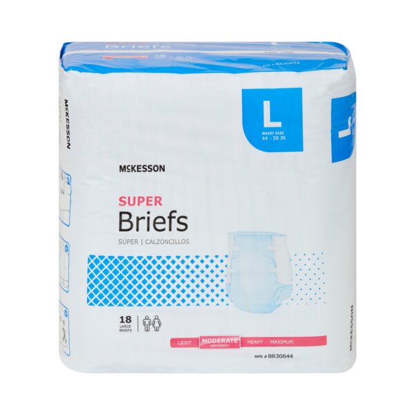 McKesson Unisex Adult Incontinence Brief Large - Moderate Absorbency, Size Fits 44-58 Inches Waist - Image 6