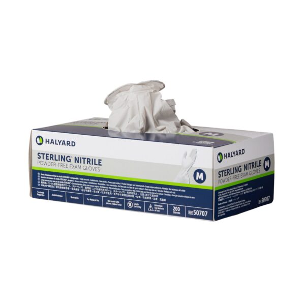 Sterling Medium Nitrile Exam Gloves with Textured Fingertips and Beaded Cuffs - Chemo Tested - Image 2