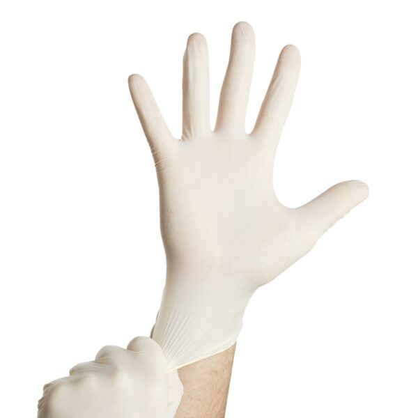 Trilon 2000 PF Medium NonSterile Stretch Vinyl Exam Gloves by BrandName * Comfortable, Ambidextrous with Beaded Cuff - Image 5