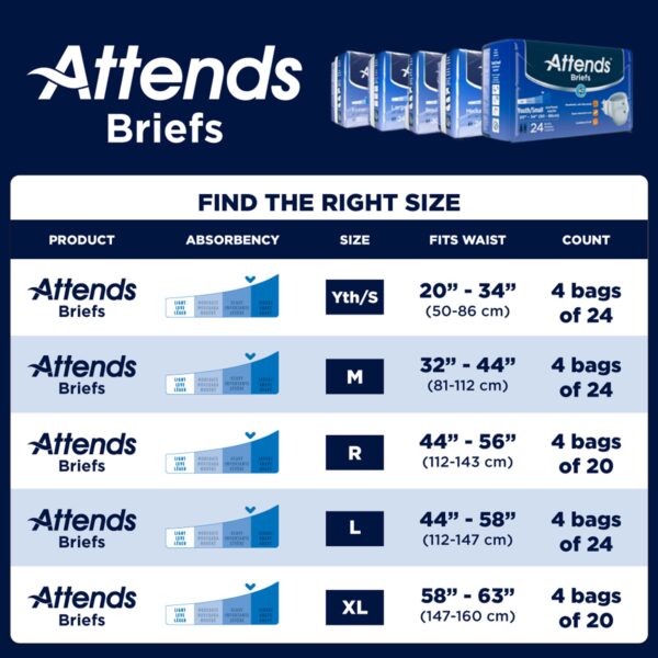 Attends Unisex Youth Incontinence Brief Small - Heavy Absorbency, DD10 - Image 5