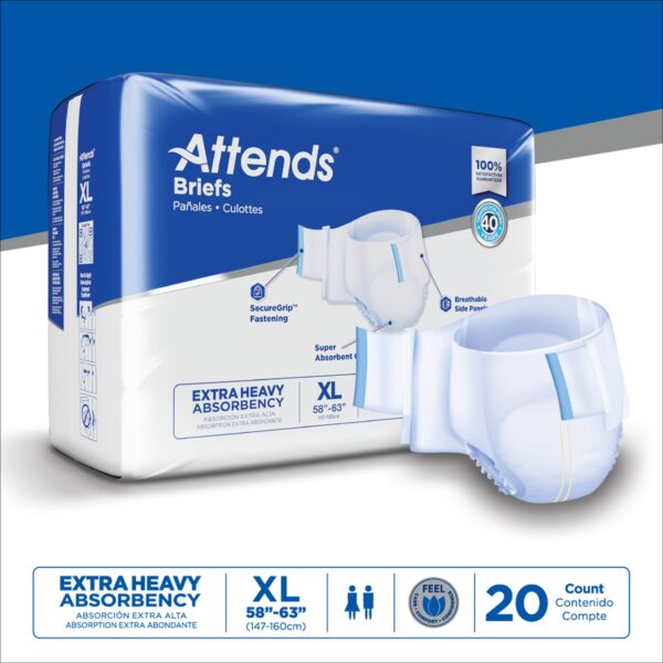 Attends Care Advanced Unisex Adult Incontinence Brief - Extra Large, Heavy Absorbency, Part DDP40 - Image 9