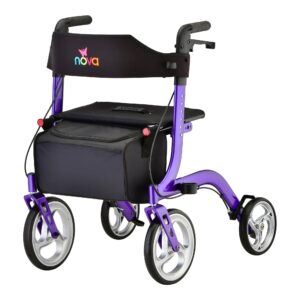 4 Wheel Rollator EXPRESS Purple by Drive Medical - Adjustable Height Folding Aluminum Frame