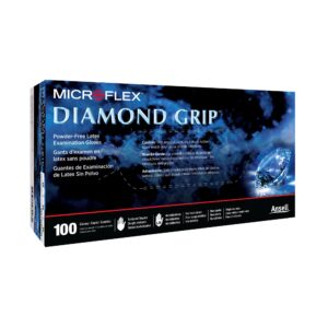 Microflex Diamond Grip Small Latex Exam Gloves - Textured Fingertips, Ambidextrous Design