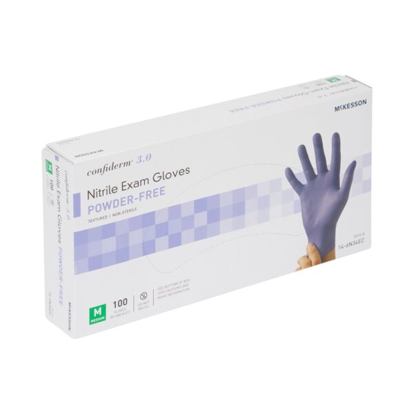 McKesson Confiderm 3.0 Medium NonSterile Nitrile Exam Gloves with Textured Fingertips, Blue - Image 6