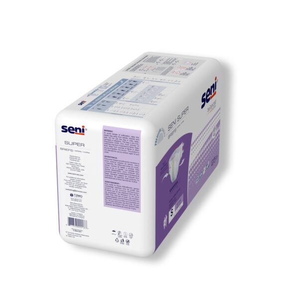 Seni Super Small Unisex Adult Incontinence Brief with Heavy Absorbency, Part Number S-SM25-BS1 - Image 7