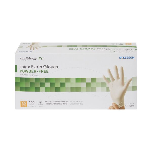 McKesson Confiderm X-Small Non-Sterile Latex Exam Gloves with Fully Textured Surface - Image 5