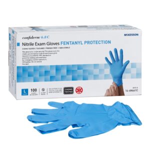 McKesson Confiderm 6.8C Large Nitrile Exam Gloves * Chemotherapy & Fentanyl Resistant, Fully Textured Blue