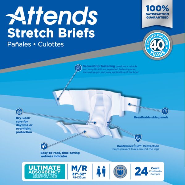 Attends Unisex Adult Incontinence Brief DDSMR * Medium / Regular Heavy Absorbency - Image 10