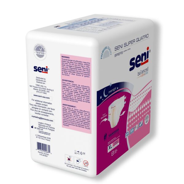 Seni Super Quatro X-Large Disposable Heavy Absorbency Incontinence Brief by Seni, Part Number S-XL08-BQ1 - Image 7