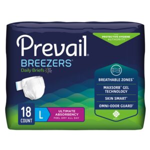 Prevail Breezers Large Disposable Incontinence Briefs - Heavy Absorbency, Unisex Adult Protection