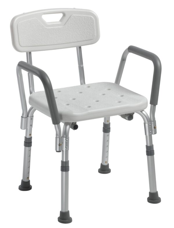 Drive Medical Padded Removable Arms Aluminum Frame Bath Bench with Backrest - 16 Inch Seat Width, 300 lbs Capacity (Part No. 12445KD-1)