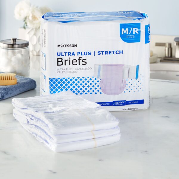 McKesson Ultra Plus Stretch Medium Disposable Heavy Absorbency Incontinence Brief - Unisex Adult - Image 9