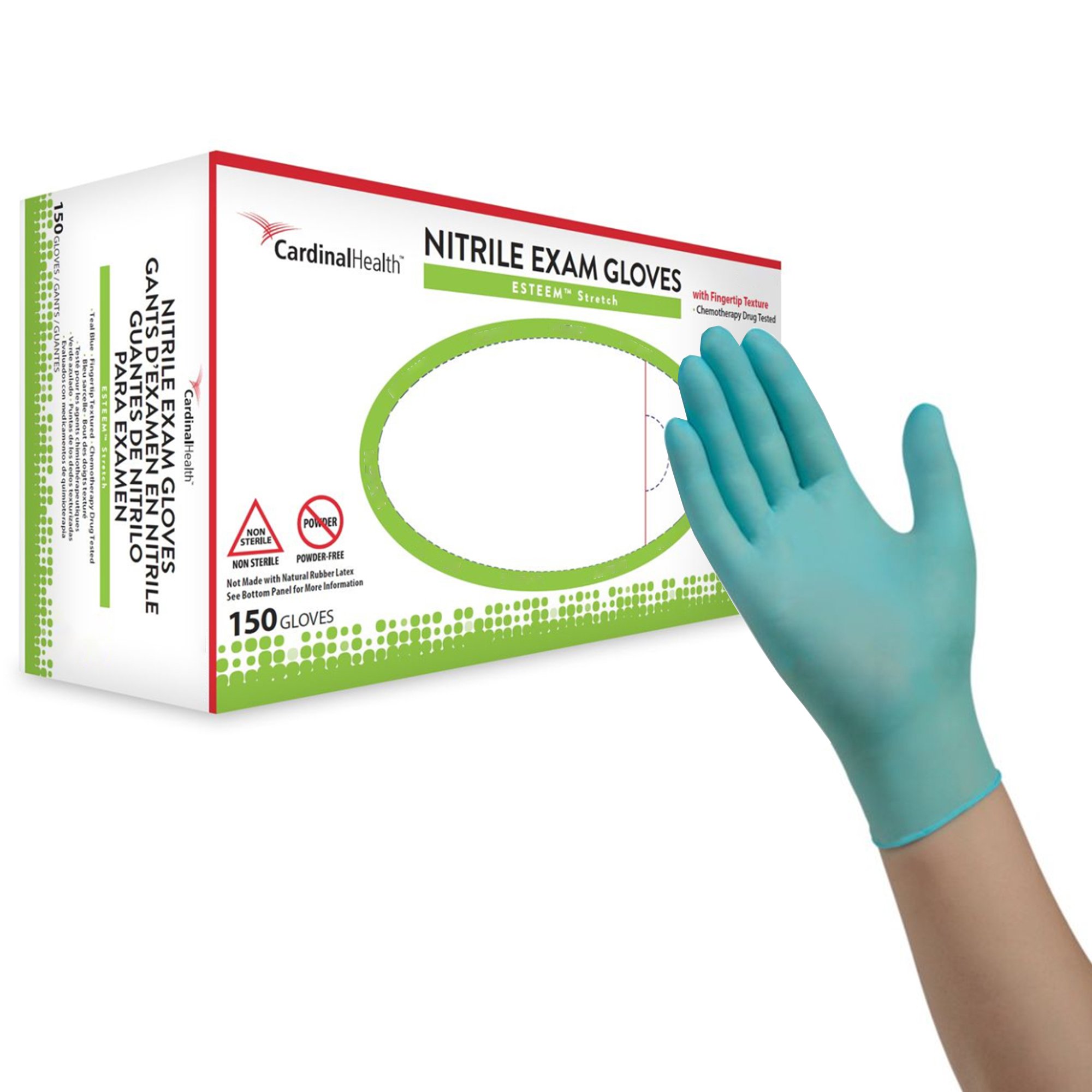 Esteem Stretch Large Nitrile Exam Gloves by Brand - Chemo Tested, Textured Fingertips, Non-Sterile, Standard Cuff Length