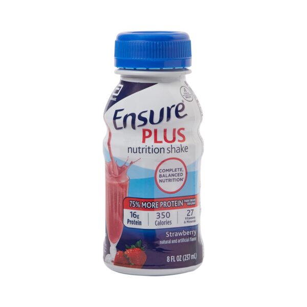 Ensure Plus Nutrition Shake Strawberry Flavor by Abbott, 8 oz. Liquid Bottle