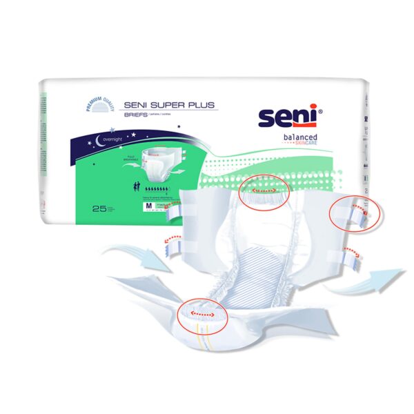 Seni Super Plus Regular Disposable Heavy Absorbency Incontinence Brief by Unisex Adult, Part Number S-RE25-BP1 - Image 5