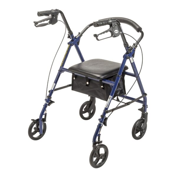 Drive Medical 4 Wheel Rollator with Adjustable Height and Folding Steel Frame - Blue (Part R800KD-BL) - Image 2