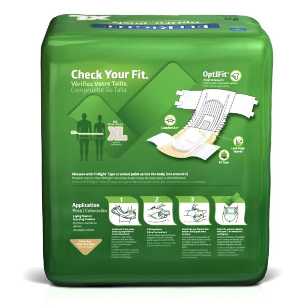 FitRight Plus X-Large Unisex Disposable Incontinence Brief - Moderate Absorbency - Image 2