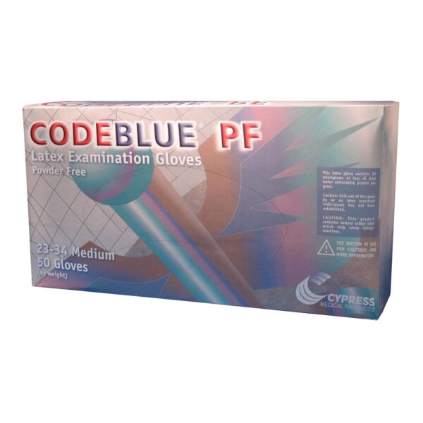 CodeBlue PF Medium Non-Sterile Latex Exam Gloves with Extended Cuffs - Image 3