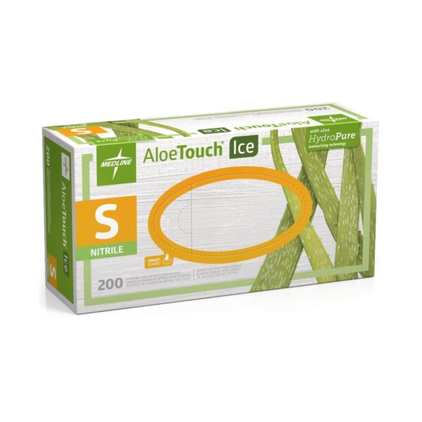 MDS195284 AloeTouch Ice Small Non-Sterile Nitrile Exam Glove with Textured Fingertips - Green