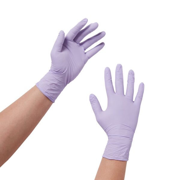 Halyard Lavender Small Nitrile Exam Gloves with Textured Fingertips - Part 52817