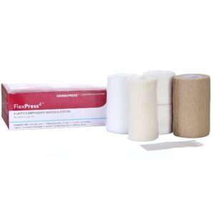 FlexPress4 4-Layer Compression Bandage System by Smith & Co. * Self-Adherent, Tan/White, Standard Compression for Edema & Venous Leg Ulcers