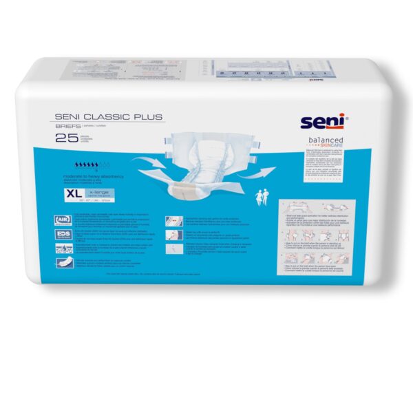Seni Classic Plus X-Large Unisex Adult Incontinence Brief by Seni, Part Number S-XL25-BC2 - Image 7
