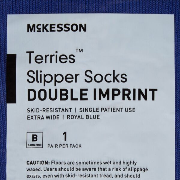 McKesson Terries Unisex Adult Bariatric X-Wide Slipper Socks - Double Tread for Secure Comfort in Royal Blue - Image 5