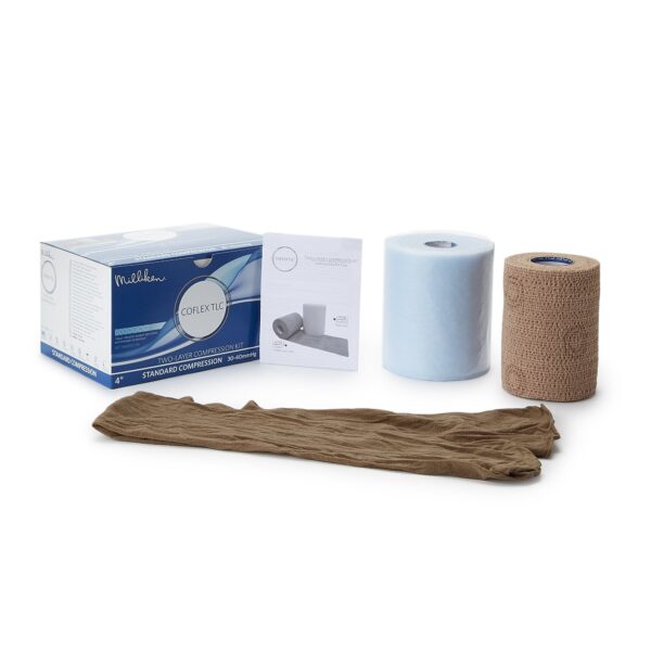 CoFlex TLC 2-Layer Compression Bandage System by Andover with Indicators, 4 Inch x 3 2/5 Yard & 4 Inch x 5 1/10 Yard, Tan, Non-Sterile