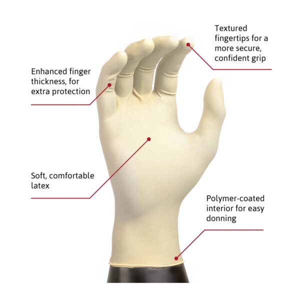 Microflex Diamond Grip X-Large Latex Exam Gloves * Disposable, Textured Fingertips, Standard Cuff Length - Image 3