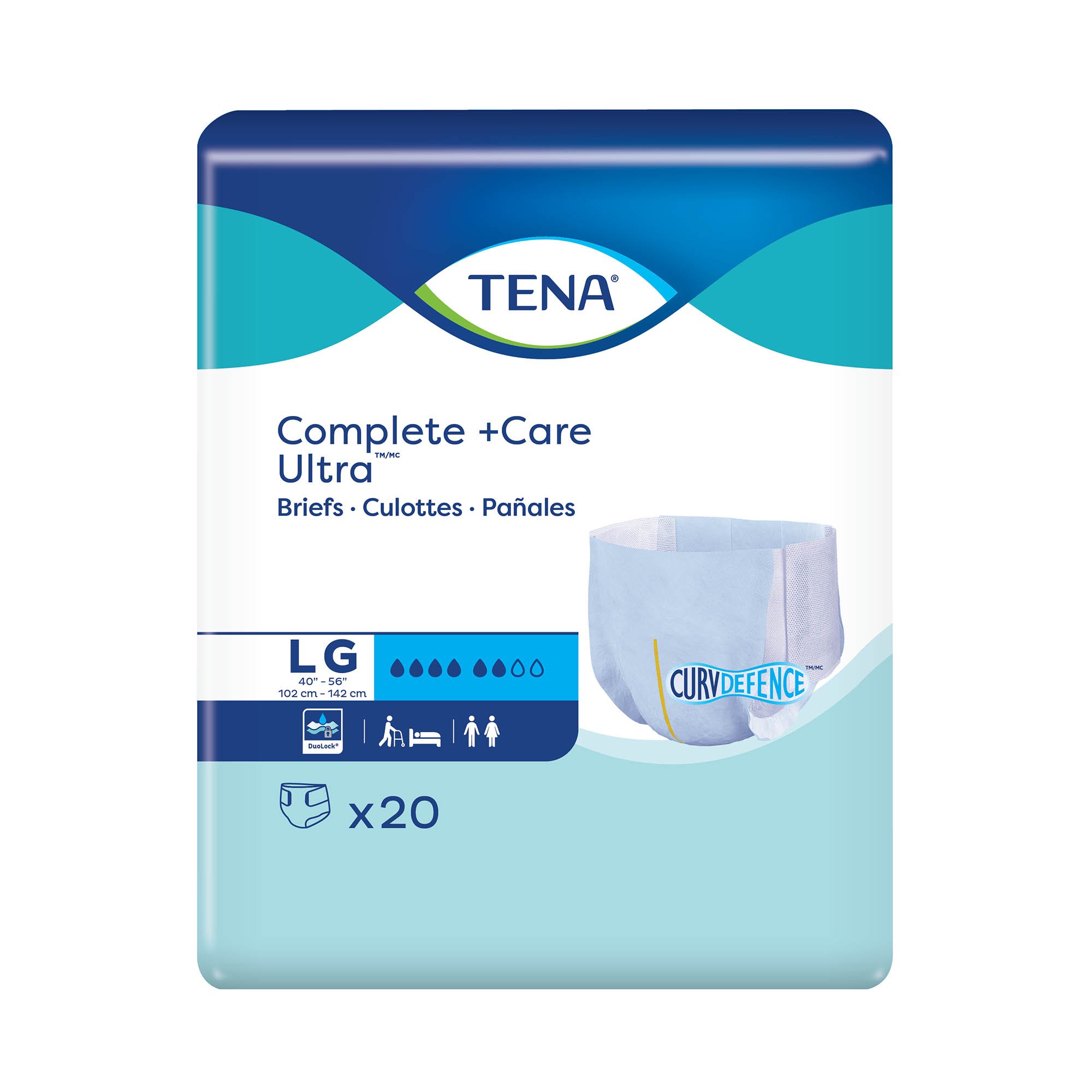 TENA Complete + Care Ultra Large Unisex Adult Incontinence Brief - Moderate Absorbency, Model 67460