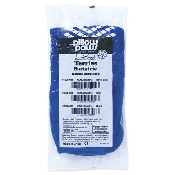 Komfort Kuff Double Printed Slipper Socks Pillow Paws 360 Imprint Unisex Adult 3X-Large / X-Wide in Royal Blue * Part Number 1099-001 - Image 2