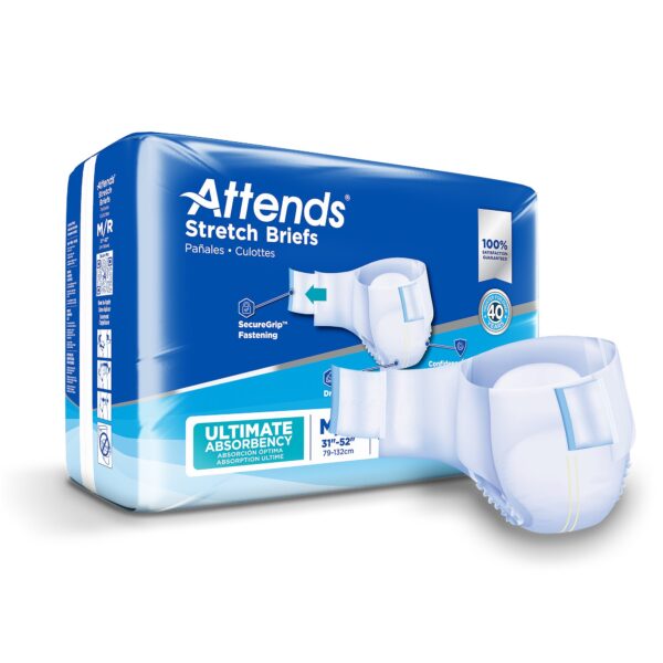 Attends Unisex Adult Incontinence Brief Stretch Medium / Regular - Heavy Absorbency (Part Number: DDSMR)