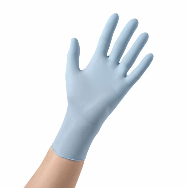 FLEXAL Comfort Large Nitrile Exam Gloves with Textured Fingertips - Blue, Chemo Tested (Part No. 88FS04L) - Image 5