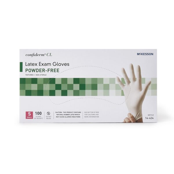 McKesson Confiderm Small Non-Sterile Latex Exam Gloves with Textured Fingertips - Image 5