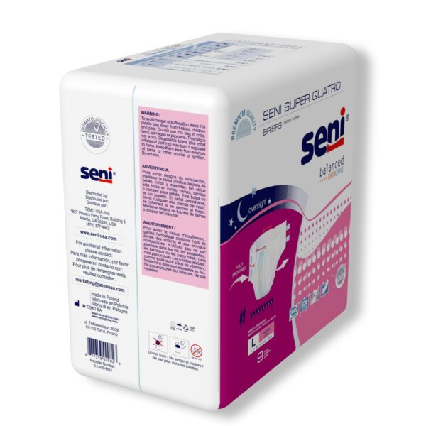 Seni Super Quatro Large Unisex Adult Incontinence Brief with Heavy Absorbency * Part Number S-LA09-BQ1 - Image 7