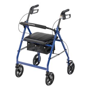 McKesson 146-R728BL Blue 4-Wheel Rollator with Adjustable Height Aluminum Frame
