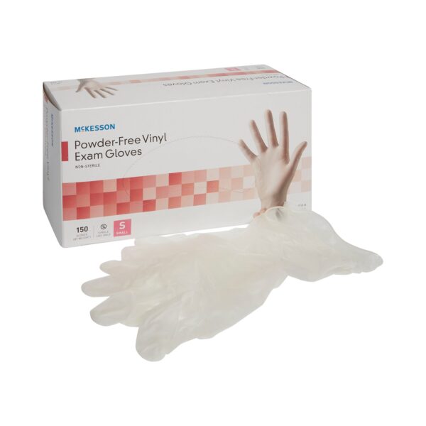 McKesson Small Powder-Free Vinyl Exam Gloves - Clear, Non-Sterile, Standard Cuff