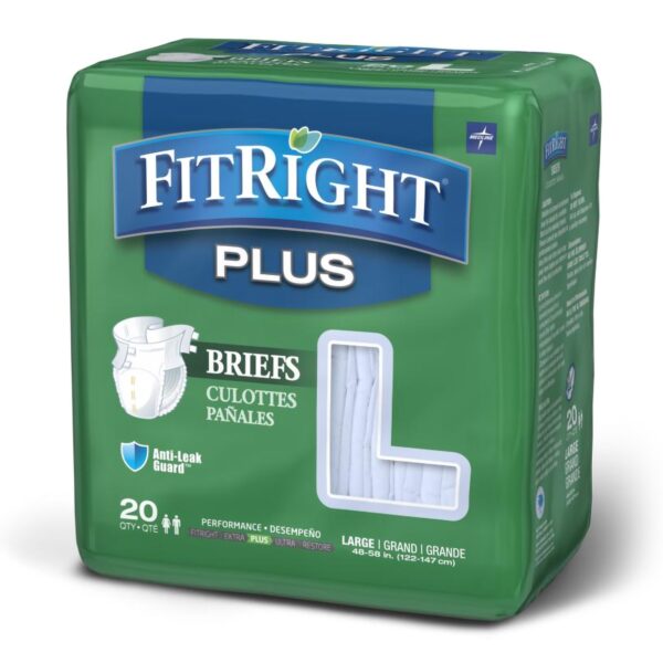 FitRight Plus Large Unisex Adult Incontinence Brief by BG - Moderate Absorbency