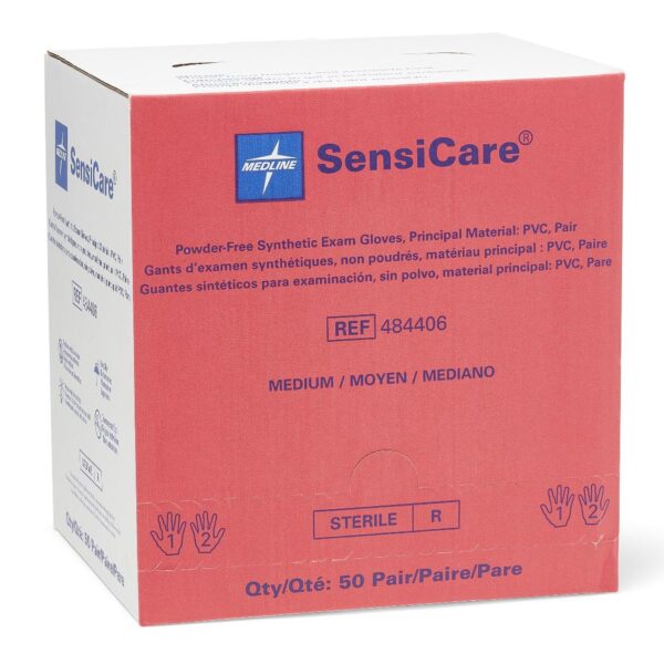 SensiCare Medium Exam Gloves by Brand - Sterile Stretch Vinyl with Standard Cuff - Image 4