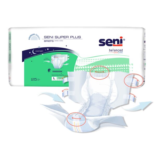 Seni Super Plus Large Disposable Incontinence Brief by Seni * Heavy Absorbency for Adults with Waist 45-59 Inches - Image 5