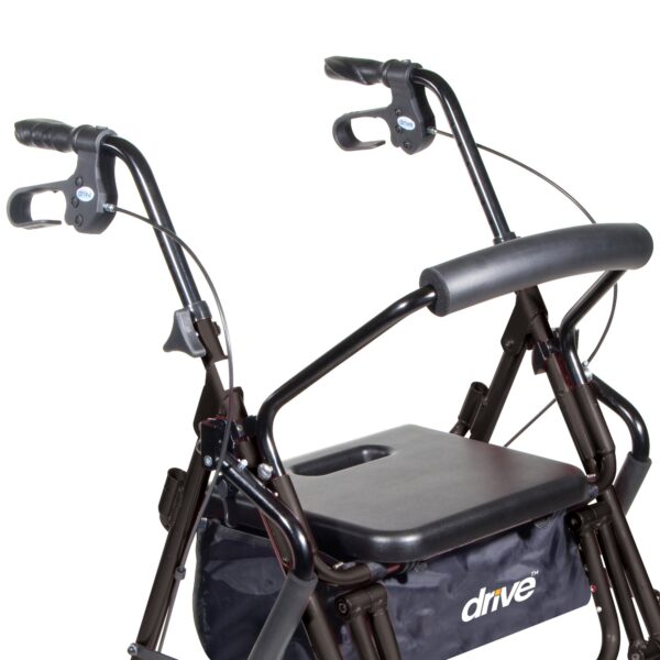 Drive Duet 4-Wheel Rollator and Transport Chair with Adjustable Height, Folding Aluminum Frame, Black - Image 4