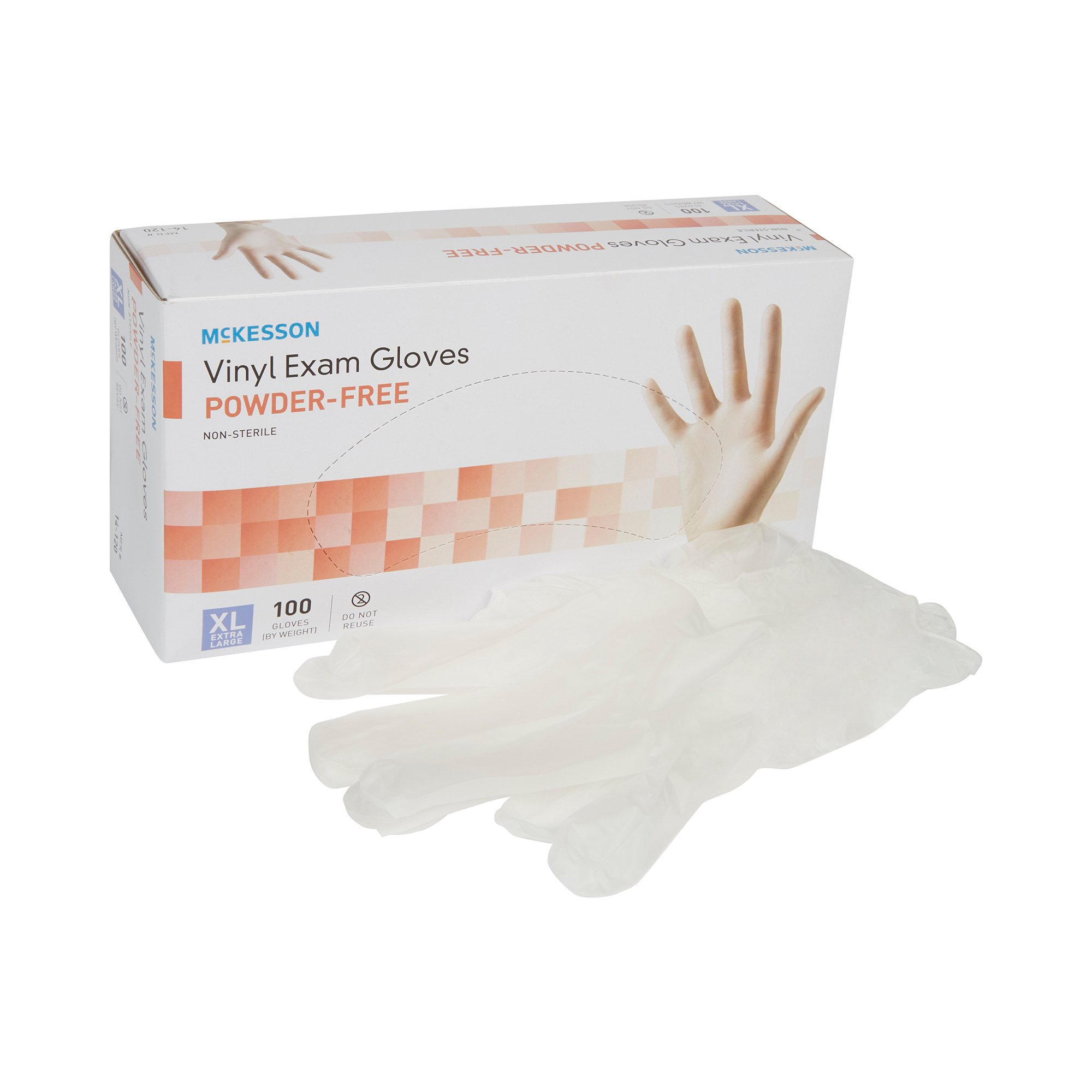 McKesson X-Large Clear Vinyl Exam Gloves - Non-Sterile, Standard Cuff, Smooth Finish