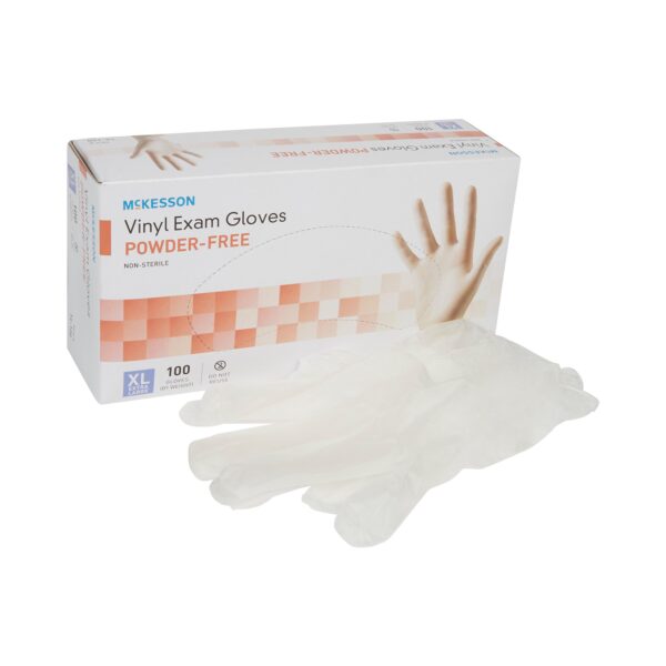 McKesson X-Large Non-Sterile Clear Vinyl Exam Gloves - Standard Cuff, Smooth Finish