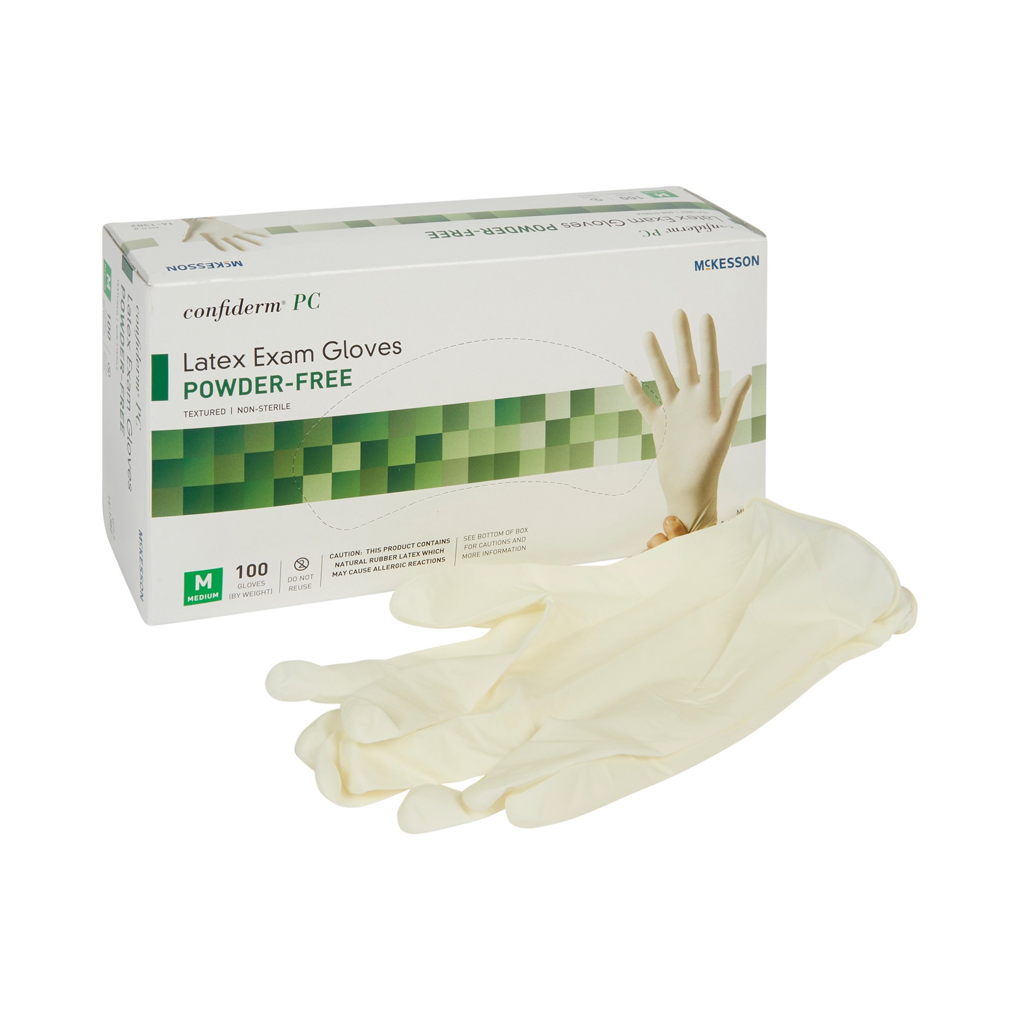 McKesson Confiderm Medium Non-Sterile Latex Exam Gloves with Standard Cuff and Fully Textured Exterior