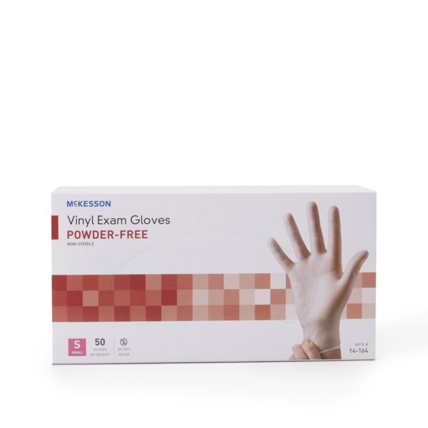 McKesson Confiderm Small Vinyl Exam Gloves - Clear, Ambidextrous, 50 Gloves - Image 5